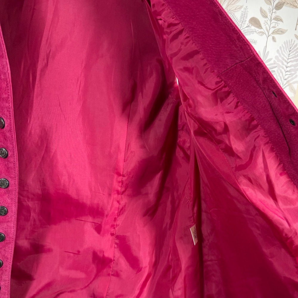 Christopher & Banks Magenta Pink Suede Leather Vest Button Front XL Vintage - Picture 12 of 15